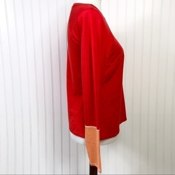 Joy Lab Long Sleeve top Glitter cuff Red Orange - Picture 3 of 8